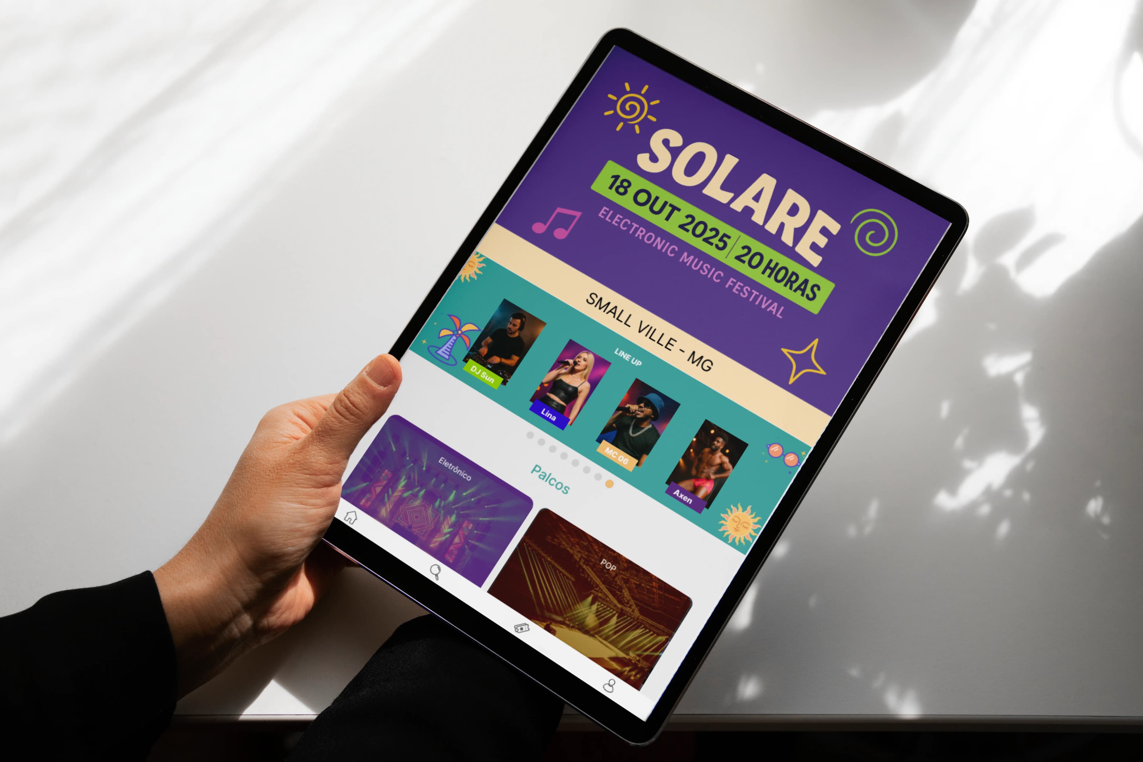 Mockup do site de eventos